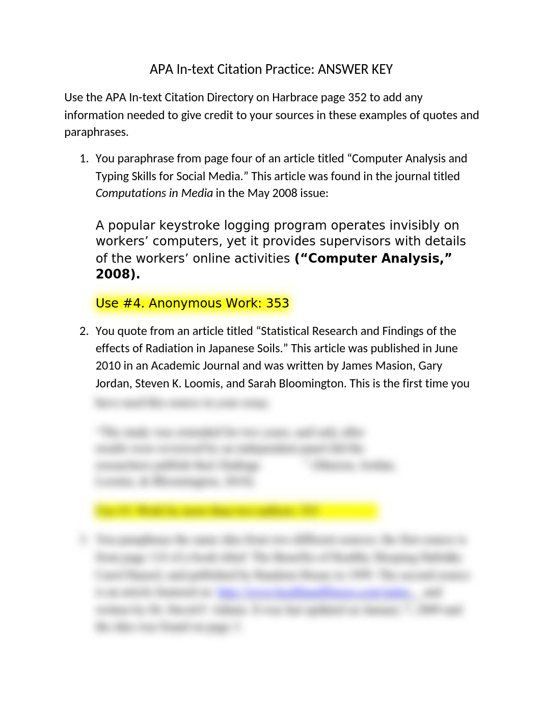 APA Intext Citations Practice Worksheet ANSWER KEY.docx_dj3bi451gdr_page1