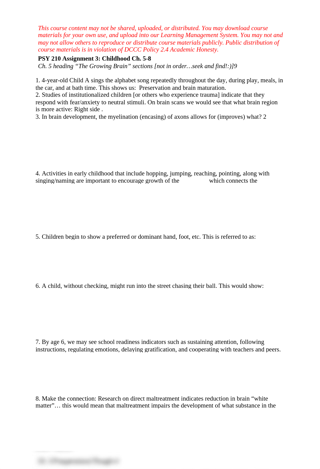 PSY 210 Assignment 3 Childhood Textbook and Short Response Questions.docx_dj3bl8bgg0b_page1