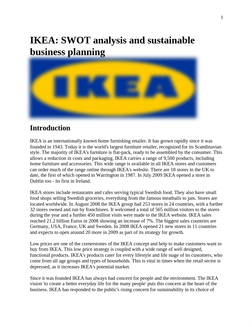 IKEA SWOT analysis and sustainable business planning.docx_dj3fmxt8k2a_page1