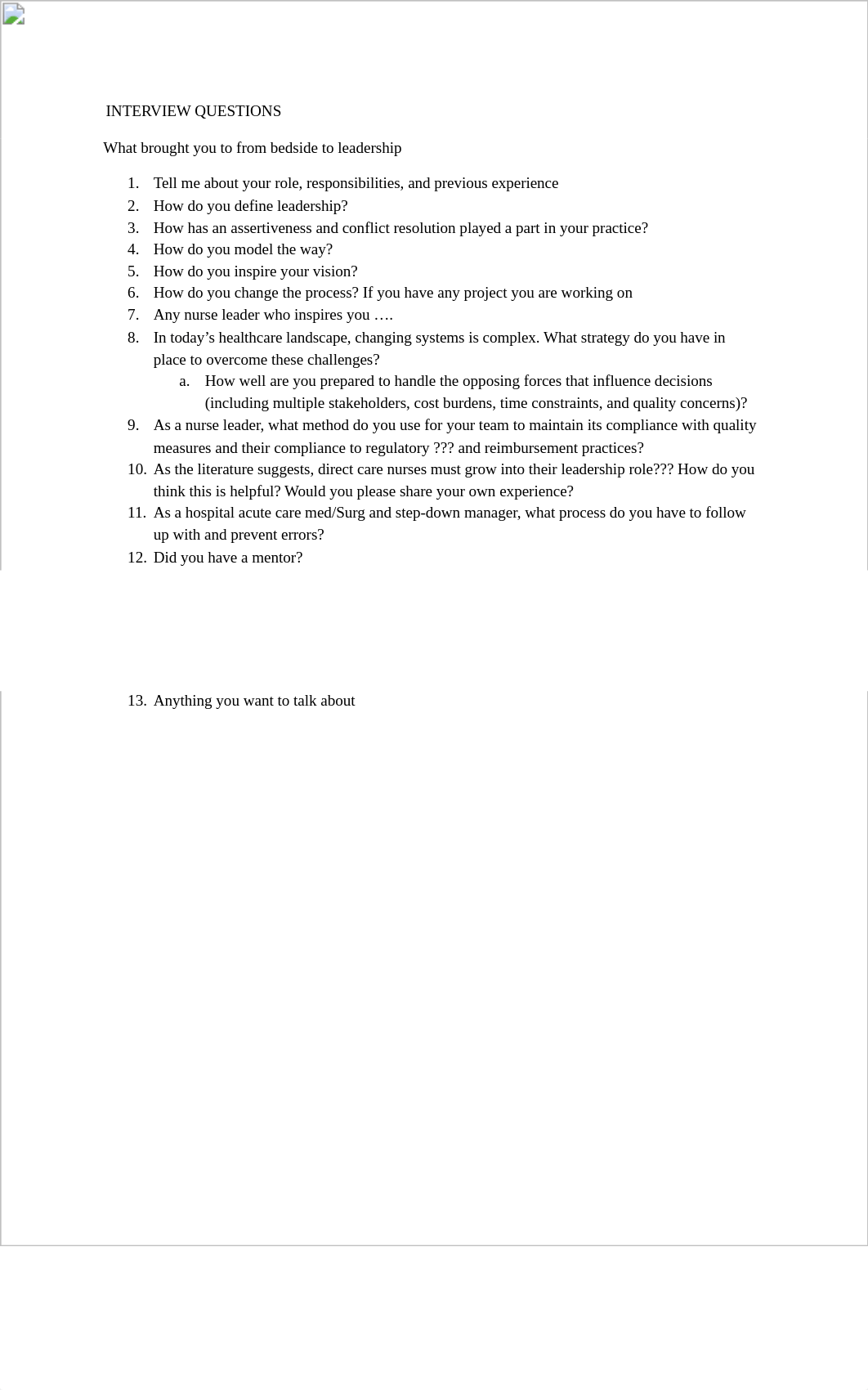 Leadership and Management in Complex Healthcare Systems Interview Questions.docx_dj3hszmmcfg_page1