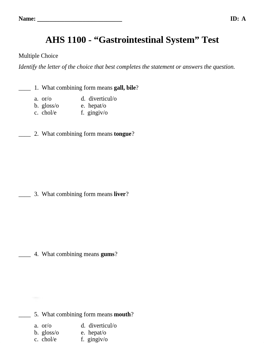 AHS 1100 L-5 Gastrointestinal Test A DD.docx_dj3q9aihjpw_page1