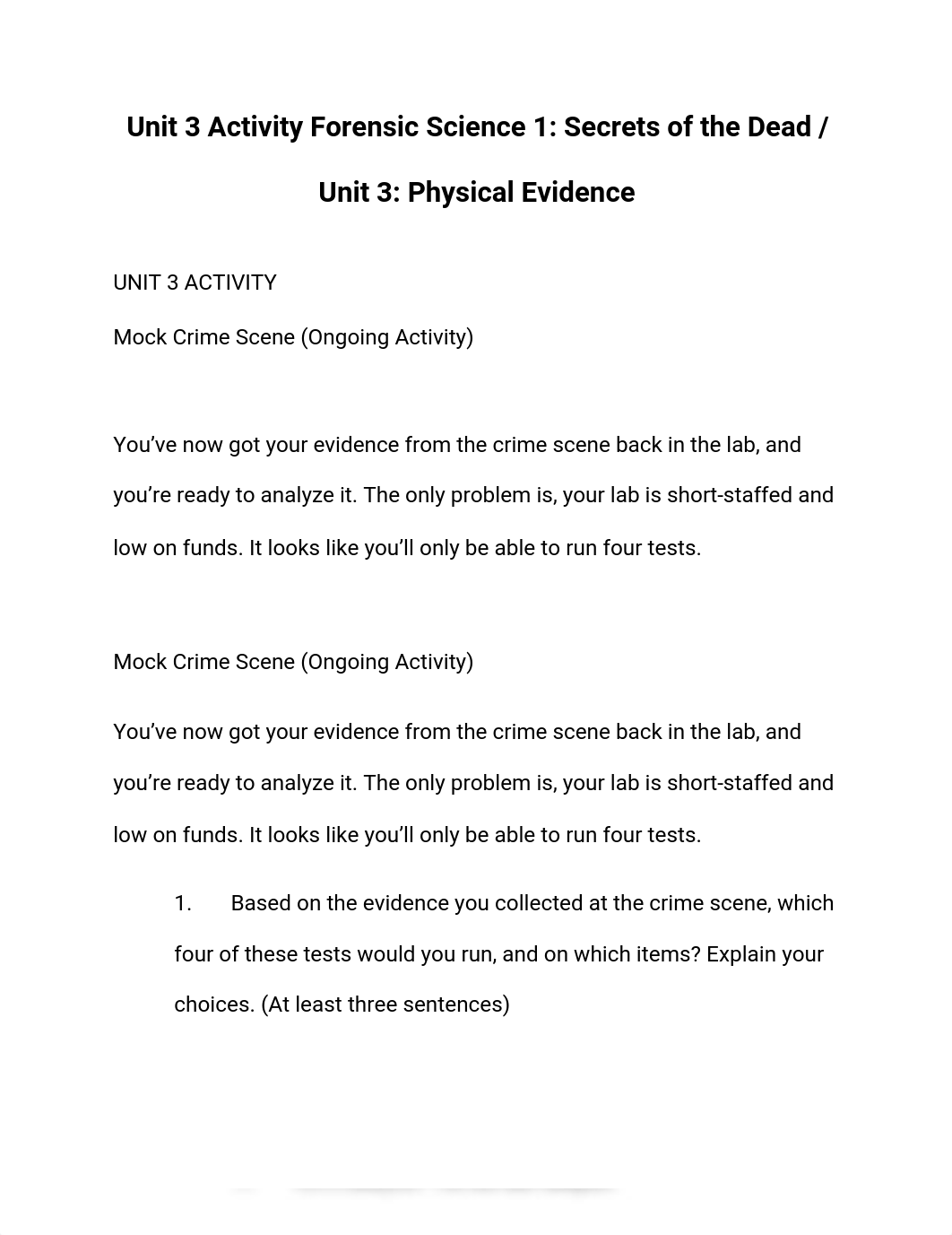 Unit 3 Activity Forensic Science 1_ Secrets of the Dead _ Unit 3_ Physical Evidence.docx_dj3vhm3zhdc_page1