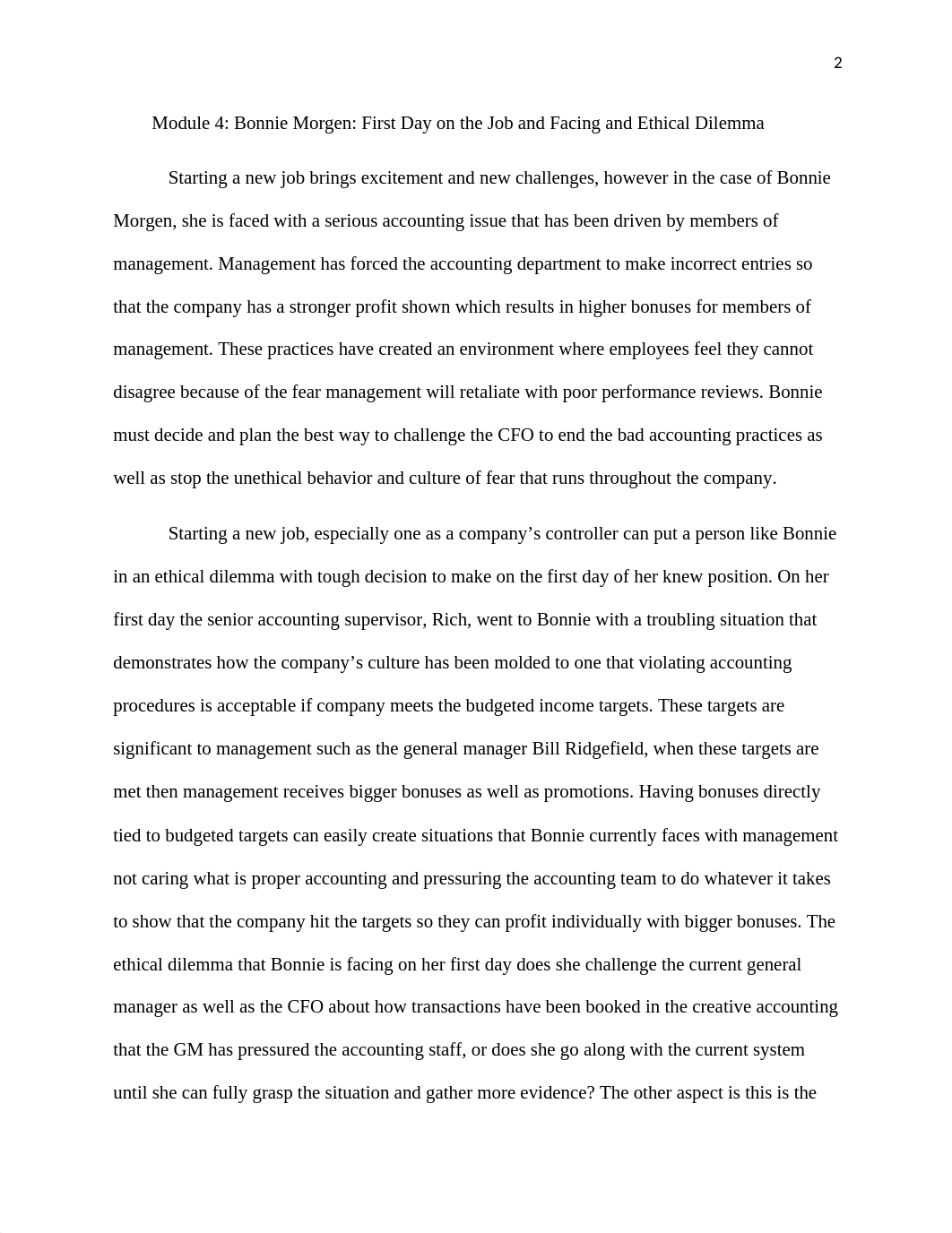 CT 4-Option 2-Case Study, Bonnie Morgen-First Day on the Job and Facing and Ethical Dilemma.docx_dj3y1mg9ckm_page2