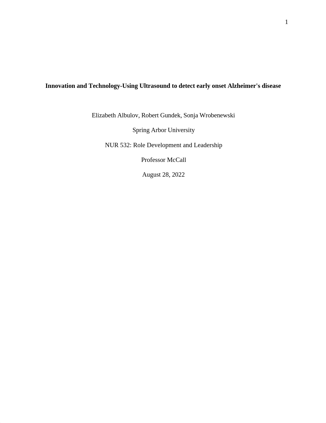 Innovation and Technology-Using Ultrasound to detect early onset Alzheimers disease.docx_dj41pysw9uu_page1