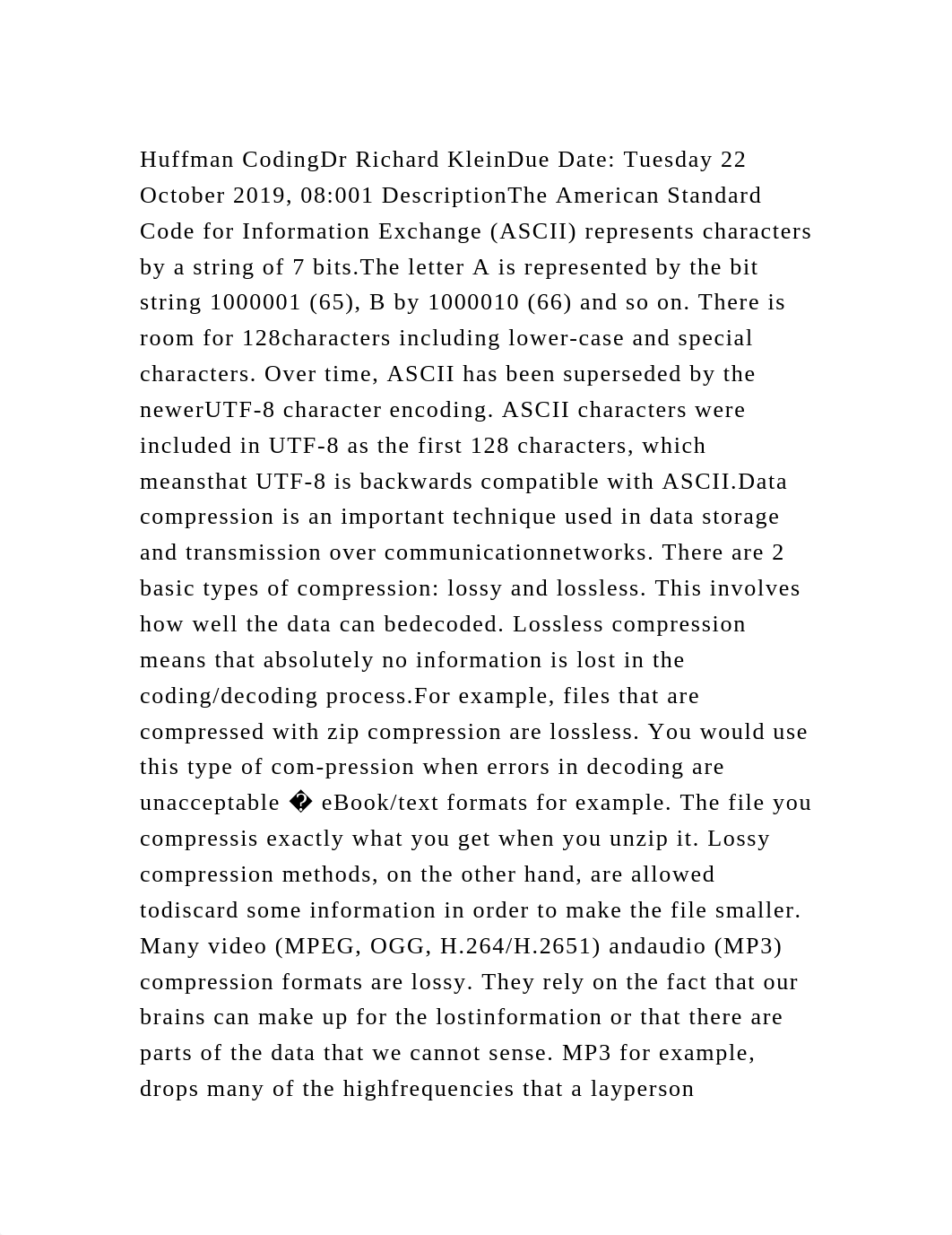 Huffman CodingDr Richard KleinDue Date Tuesday 22 October 2019, 08.docx_dj430b7n32s_page2