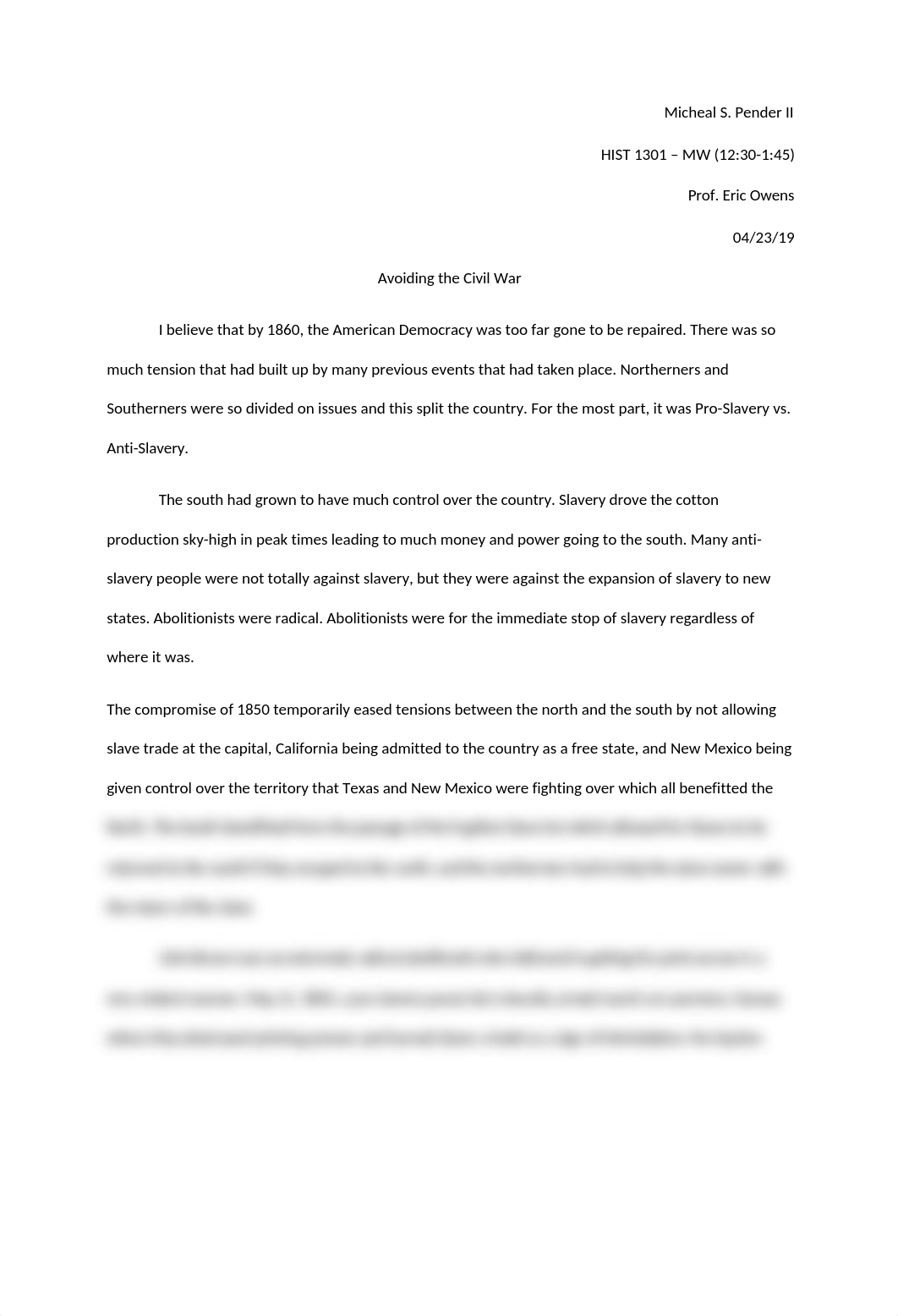 HIST 1301 - Ch. 14 Essay - Avoiding the Civil War.docx_dj4s3fpvvge_page1