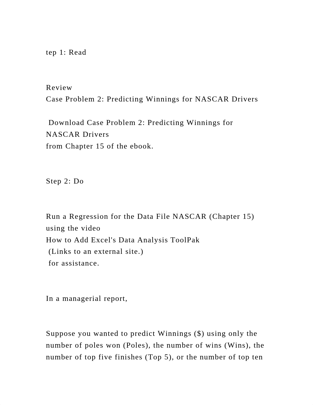 tep 1 ReadReview Case Problem 2 Predicting Winnings for NA.docx_dj5319knoue_page2