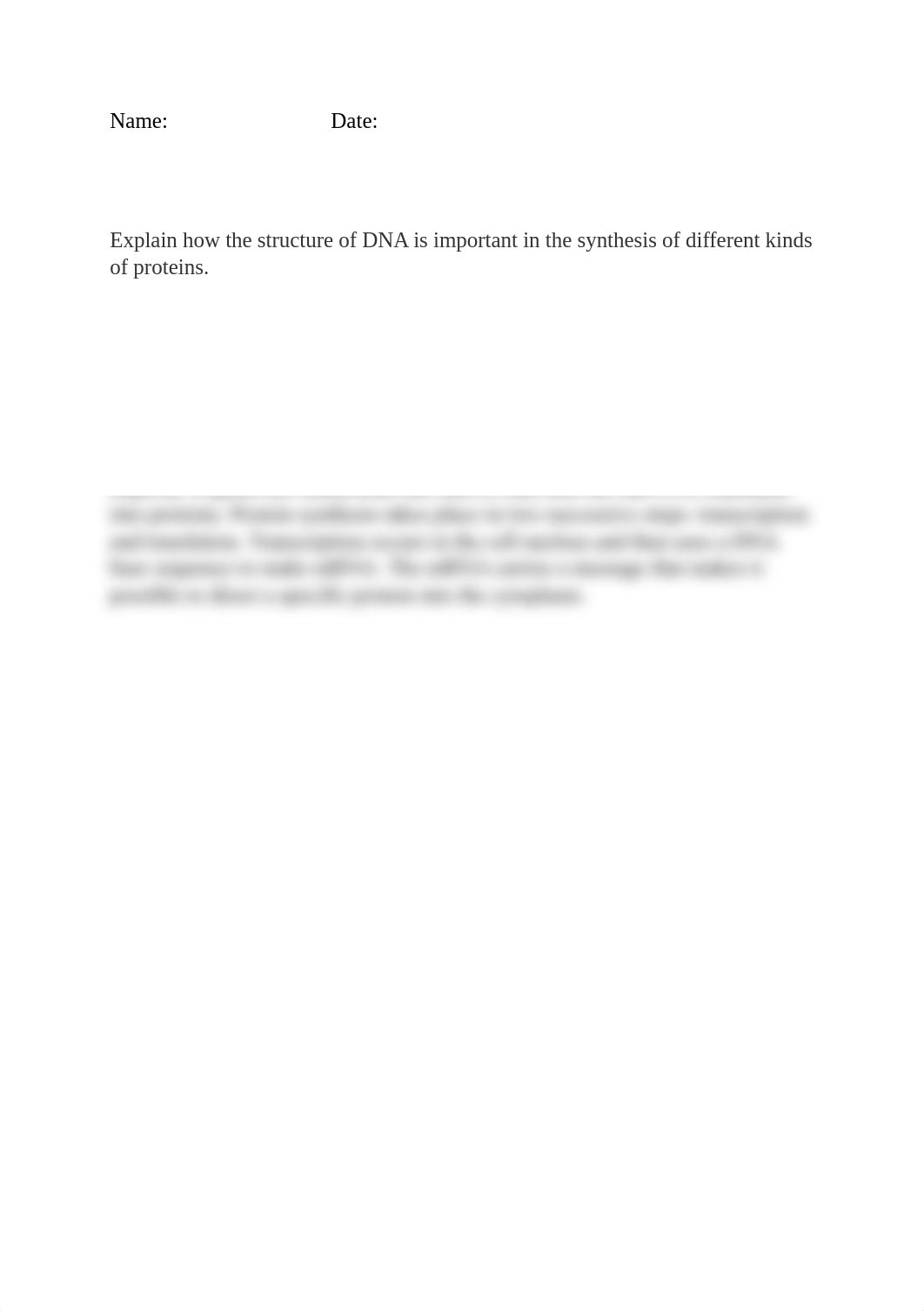 how the structure of DNA is important in the synthesis of different kinds of proteins..docx_dj5442blx56_page1