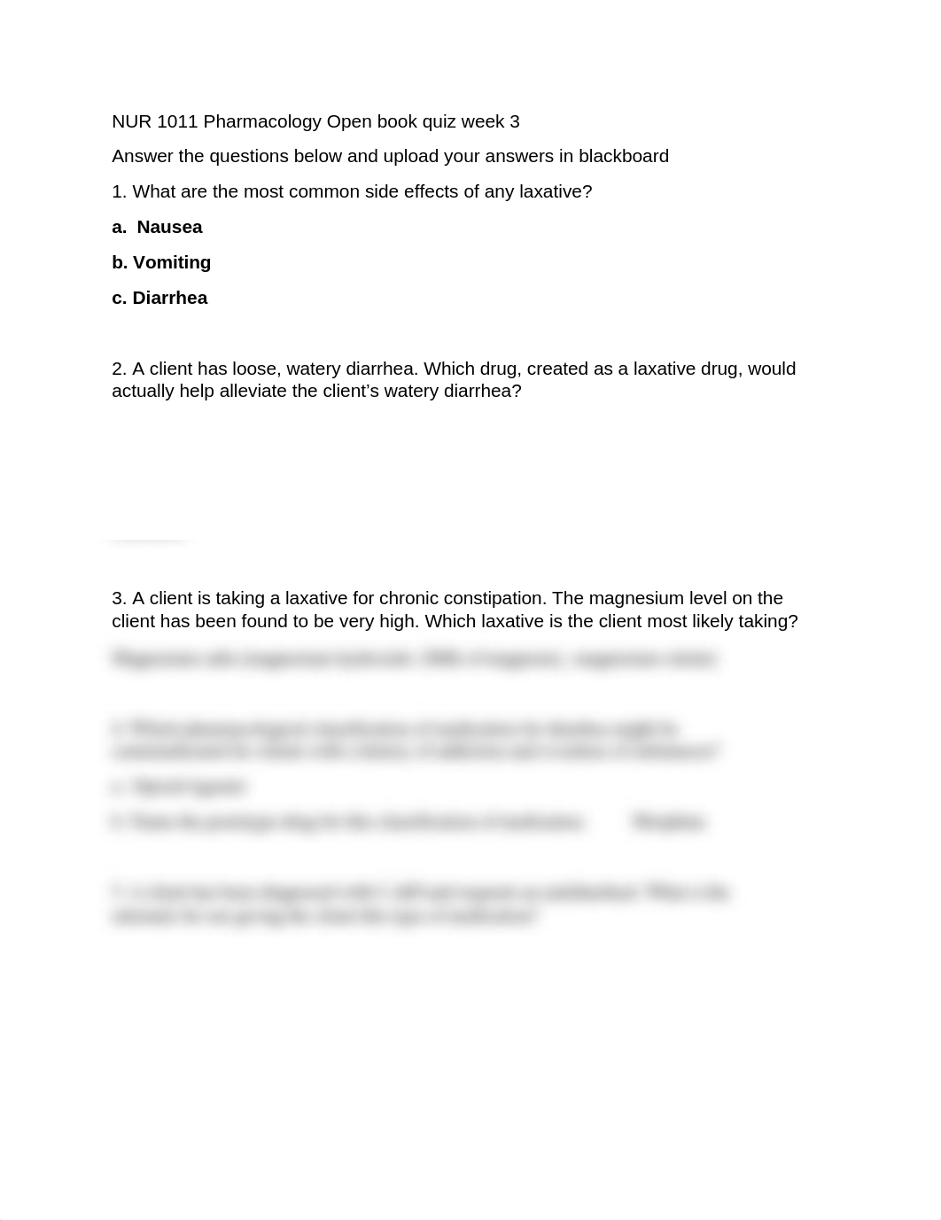 NUR 1011 Pharmacology Open book critical thinking  questions week 3 (1).docx_dj6j75a7tzw_page1