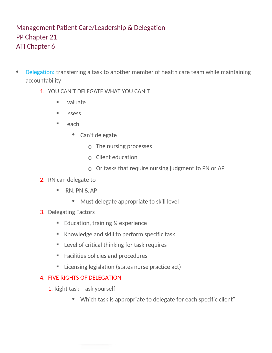 Test 4 Notes - Management Patient Care Leadership and Delegation    .docx_dj6tzizs5s6_page1