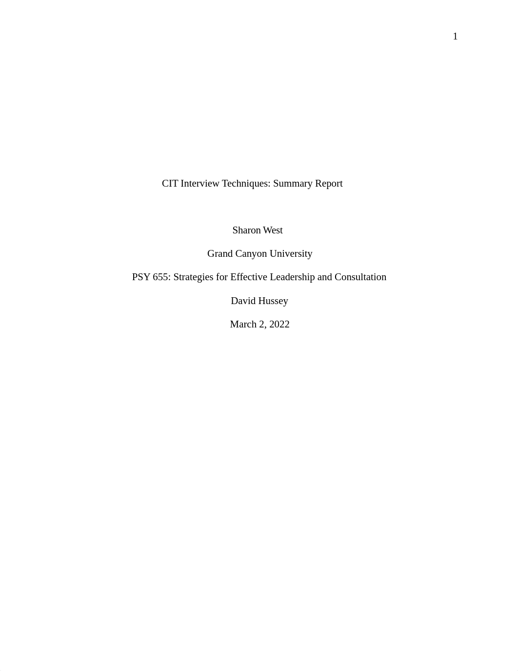 CIT Interview Techniques Summary Report- Sharon West.docx_dj76lyh2yqr_page1