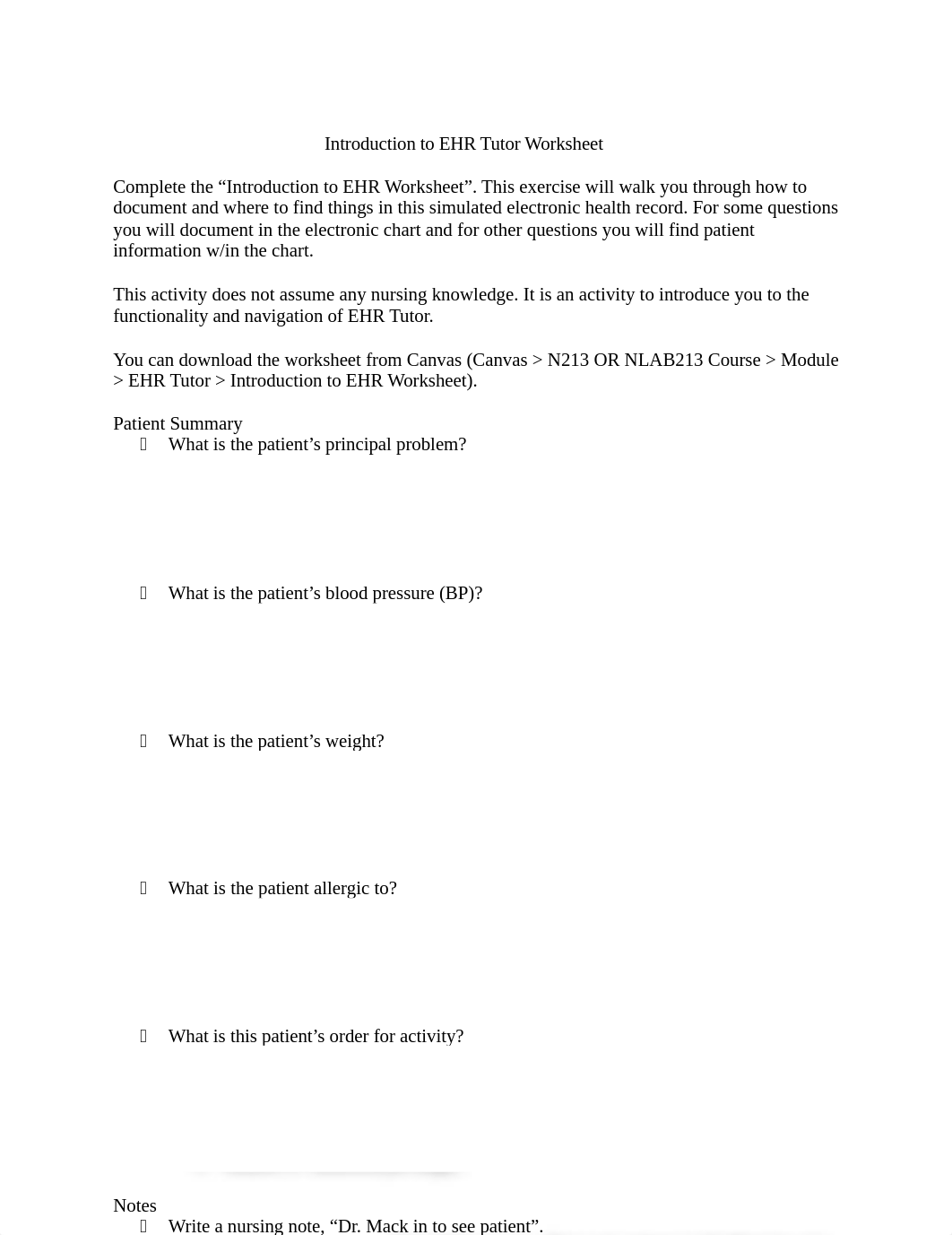 Introduction to EHR Tutor Worksheet STUDENT .docx_dj85xslyz7o_page1