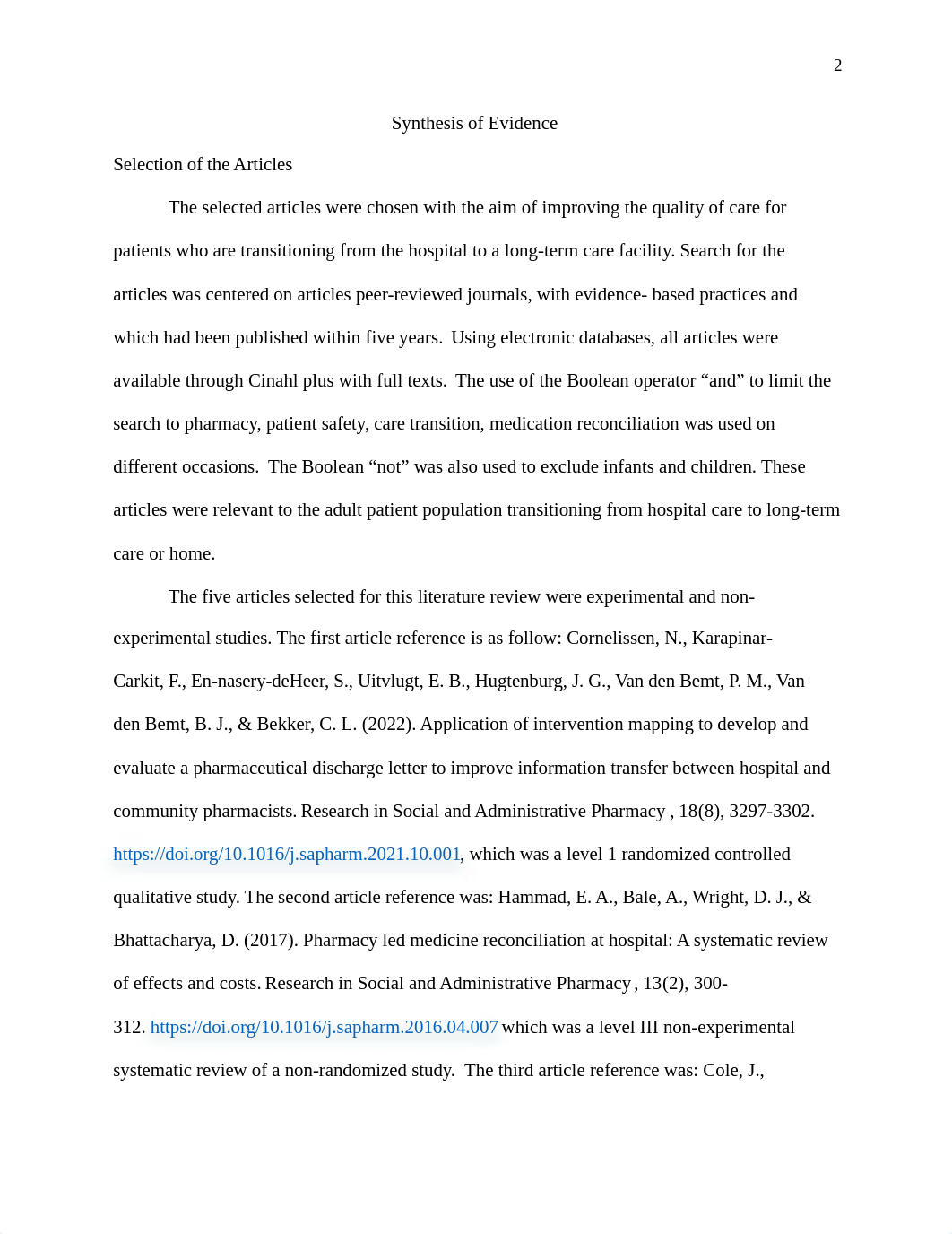 NSG 415 EPB Project  - Synthesis of Evidence.docx_dj8oc0yibgx_page2