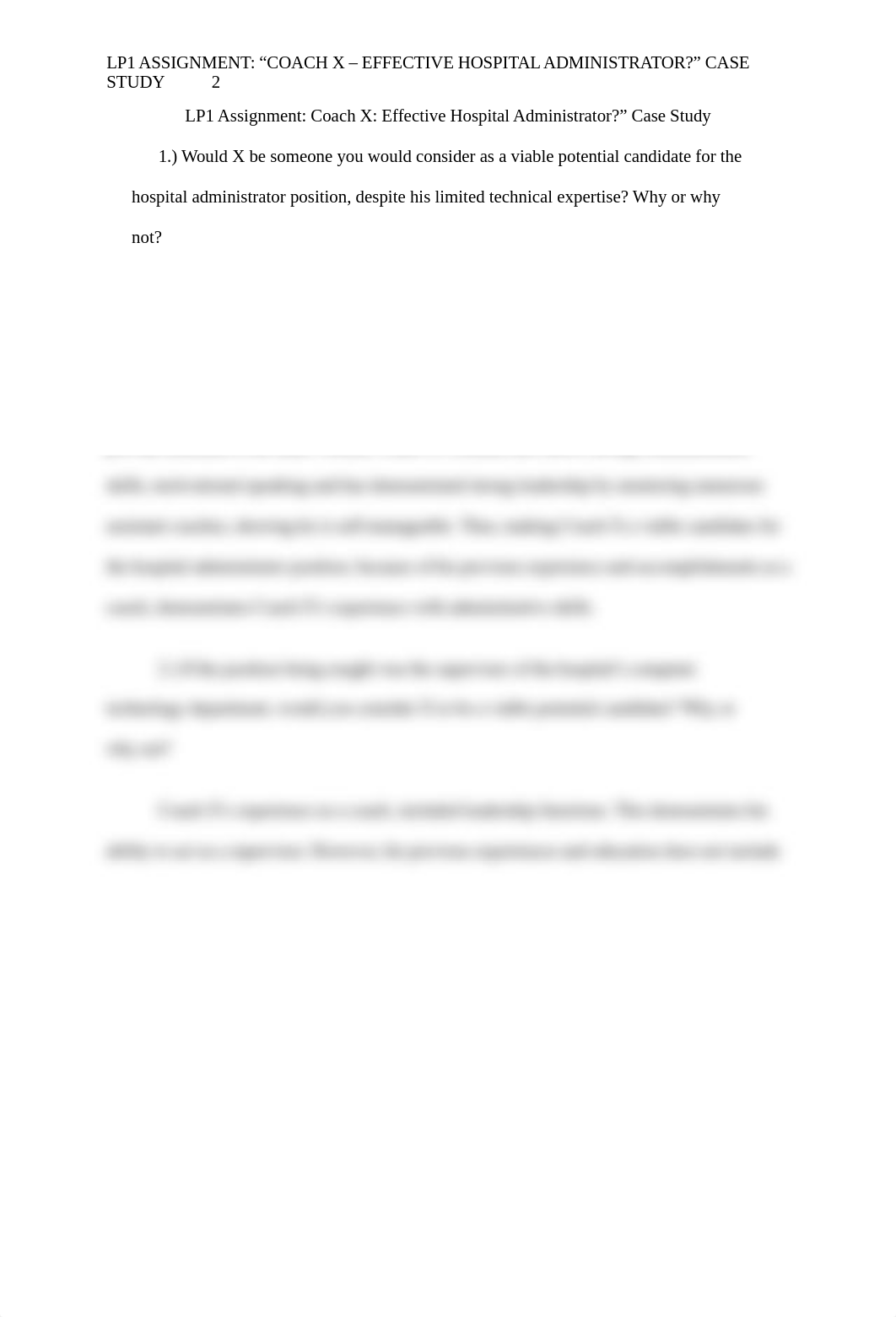 LP1 Assignment_ Coach X- Effective Hospital Administrator, Case Study.docx_dj8vm4k6hff_page2