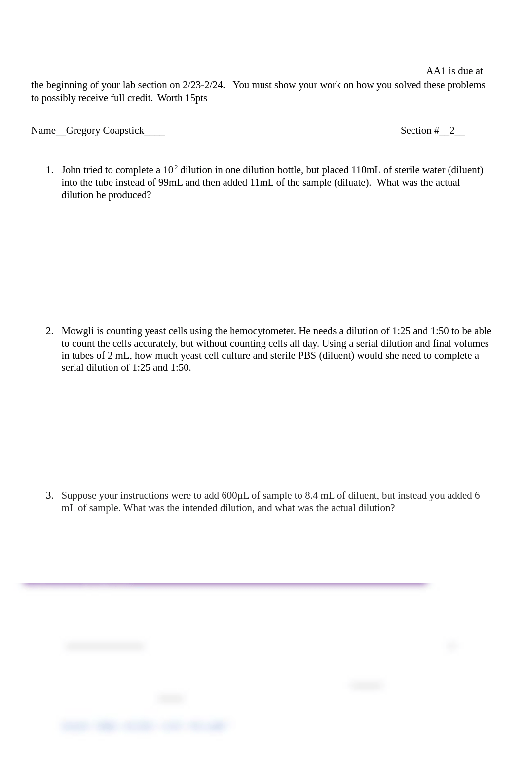 231L AA1 Dilution Assignment.docx_dj8vppc9675_page1