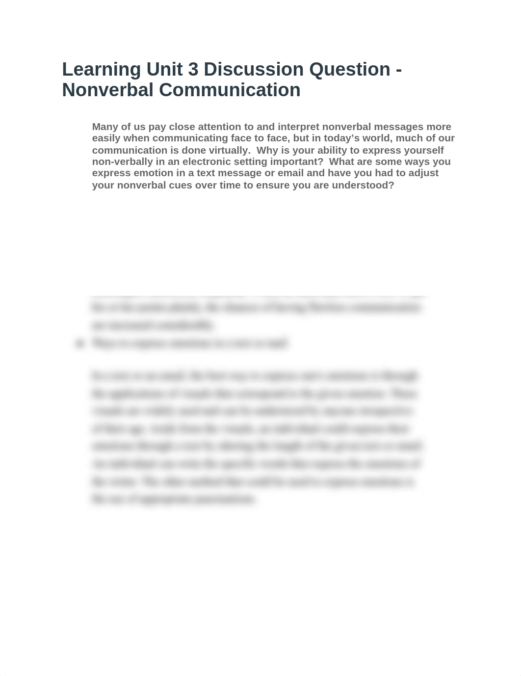 Learning Unit 3 Discussion Question - Nonverbal Communication.docx_dj8vpxiw7gb_page1