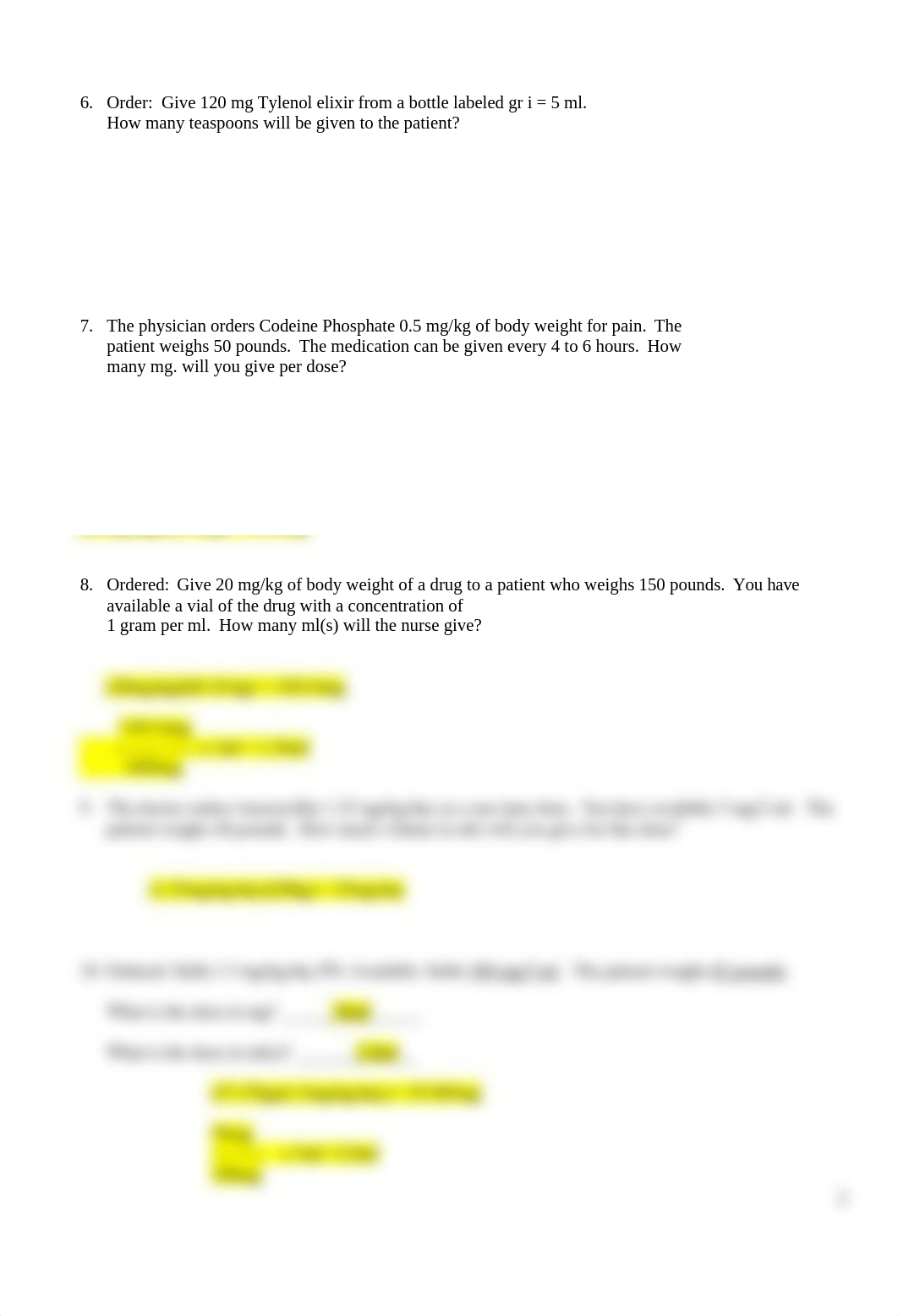 Practice Problems for Dosage Calculation Final SP 2015 WITH ANSWERS.doc_dj8vugtvi6s_page2