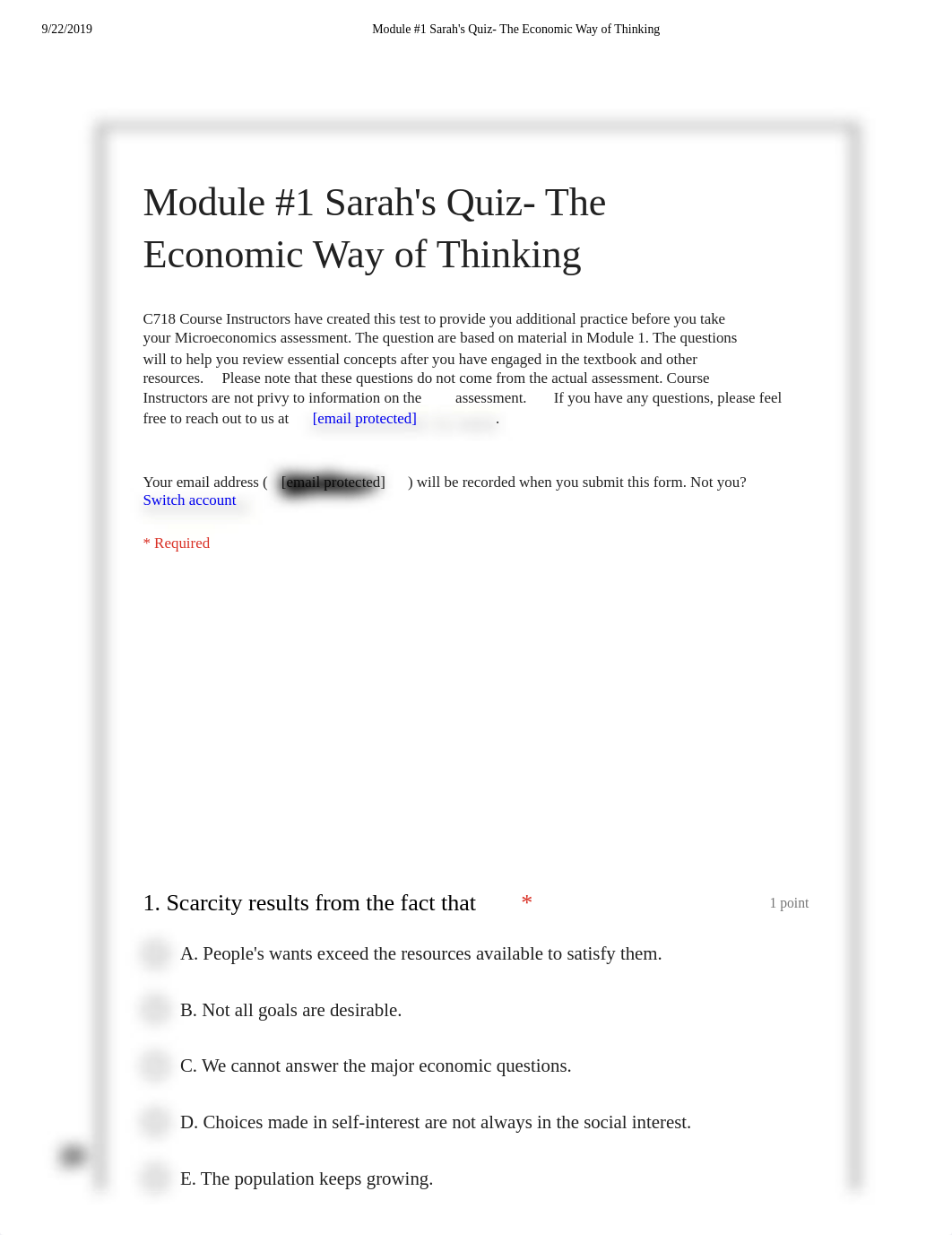 Module #1 Sarah's Quiz- The Economic Way of Thinking.pdf_dj8wl5hfh4l_page1