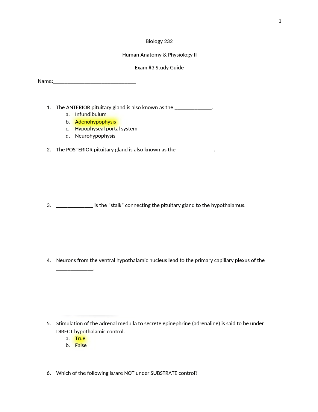 BI-232 Exam #3 Study Guide_dj90m873u7y_page1