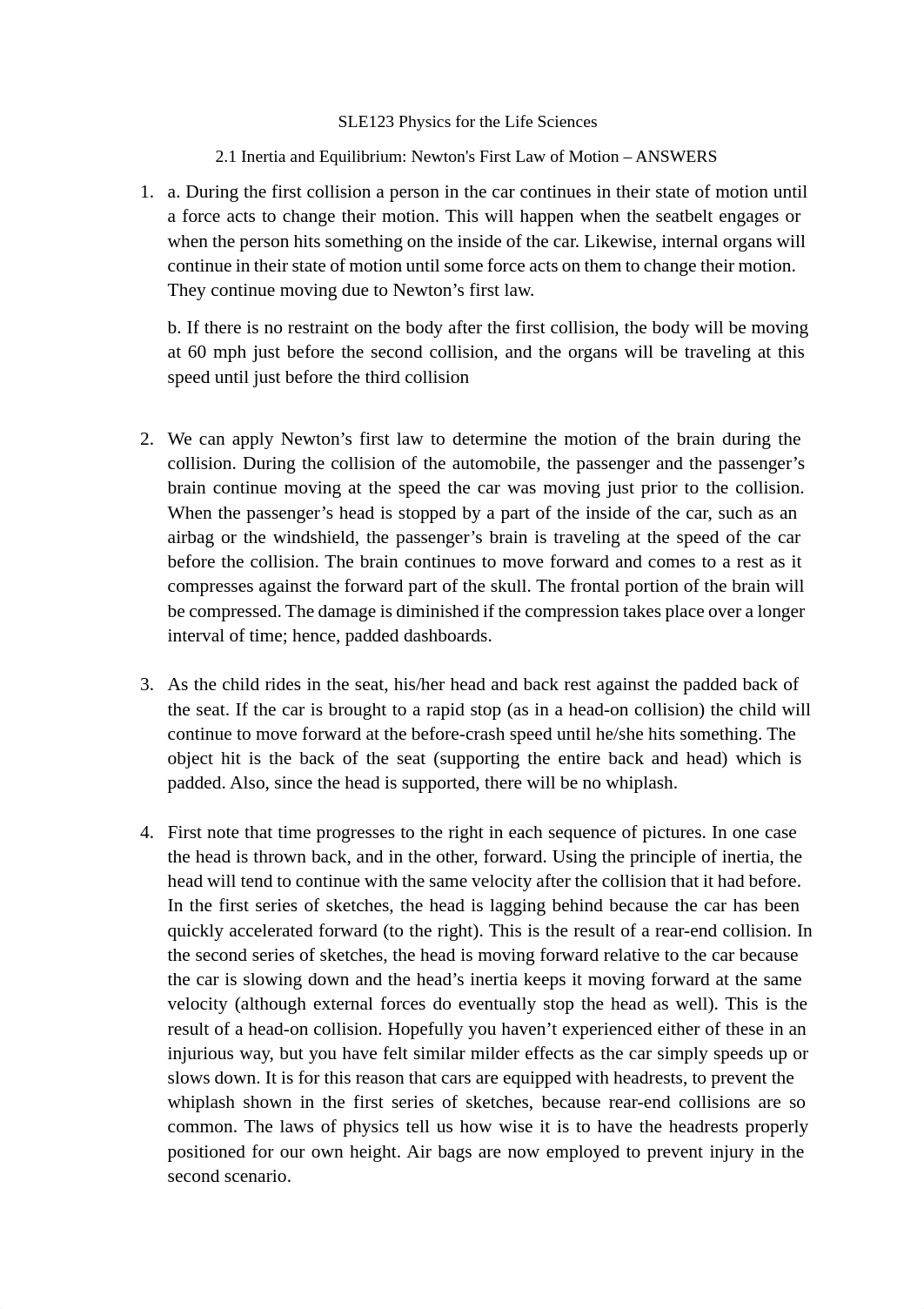 2.1 Inertia and Equilibrium - Newton's First Law of Motion - ANSWERS.pdf_dj92xr9l4wn_page1