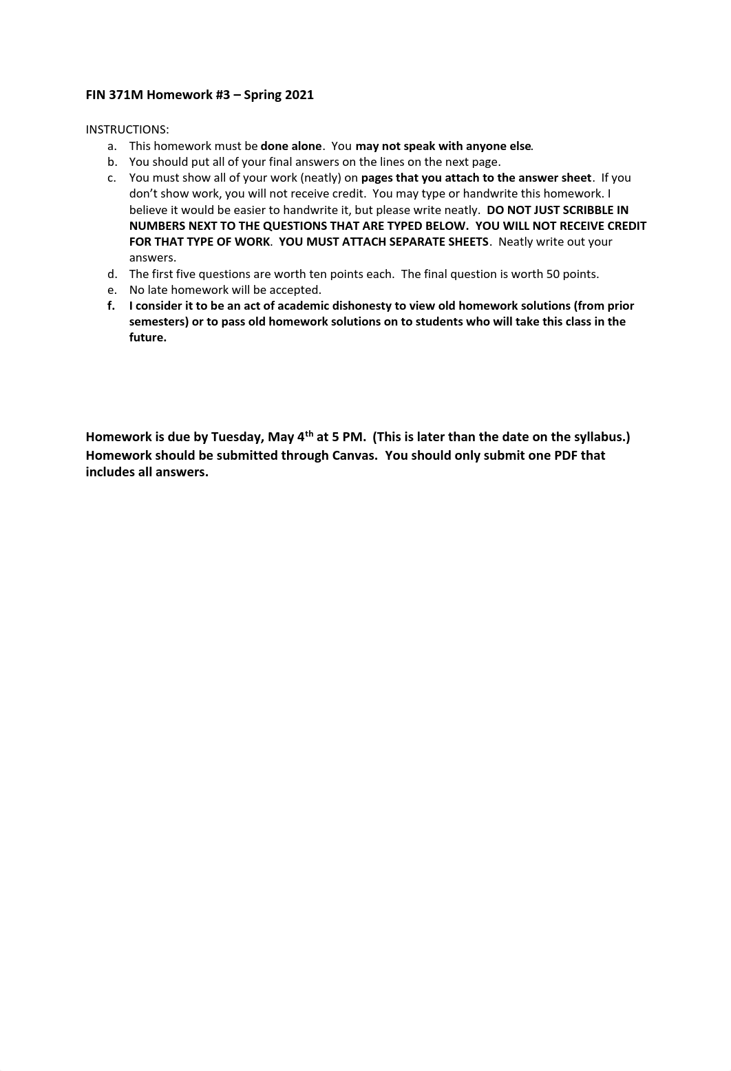 FIN 371M HW #3 -- Spring 2021.pdf_dj9bee885n1_page1