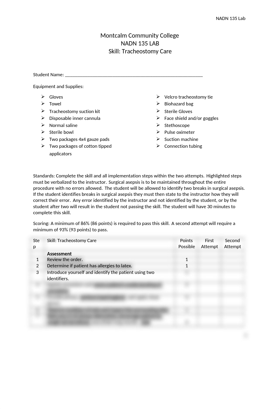 NADN 135 lab check off for Tracheostomy care.docx_dj9mh8pfla6_page1