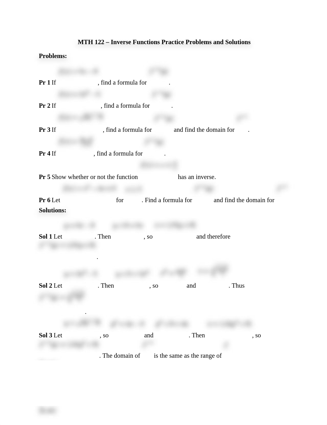 MTH 122 - Inverse Functions Practice Problems and Solutions_dj9ppor08cq_page1