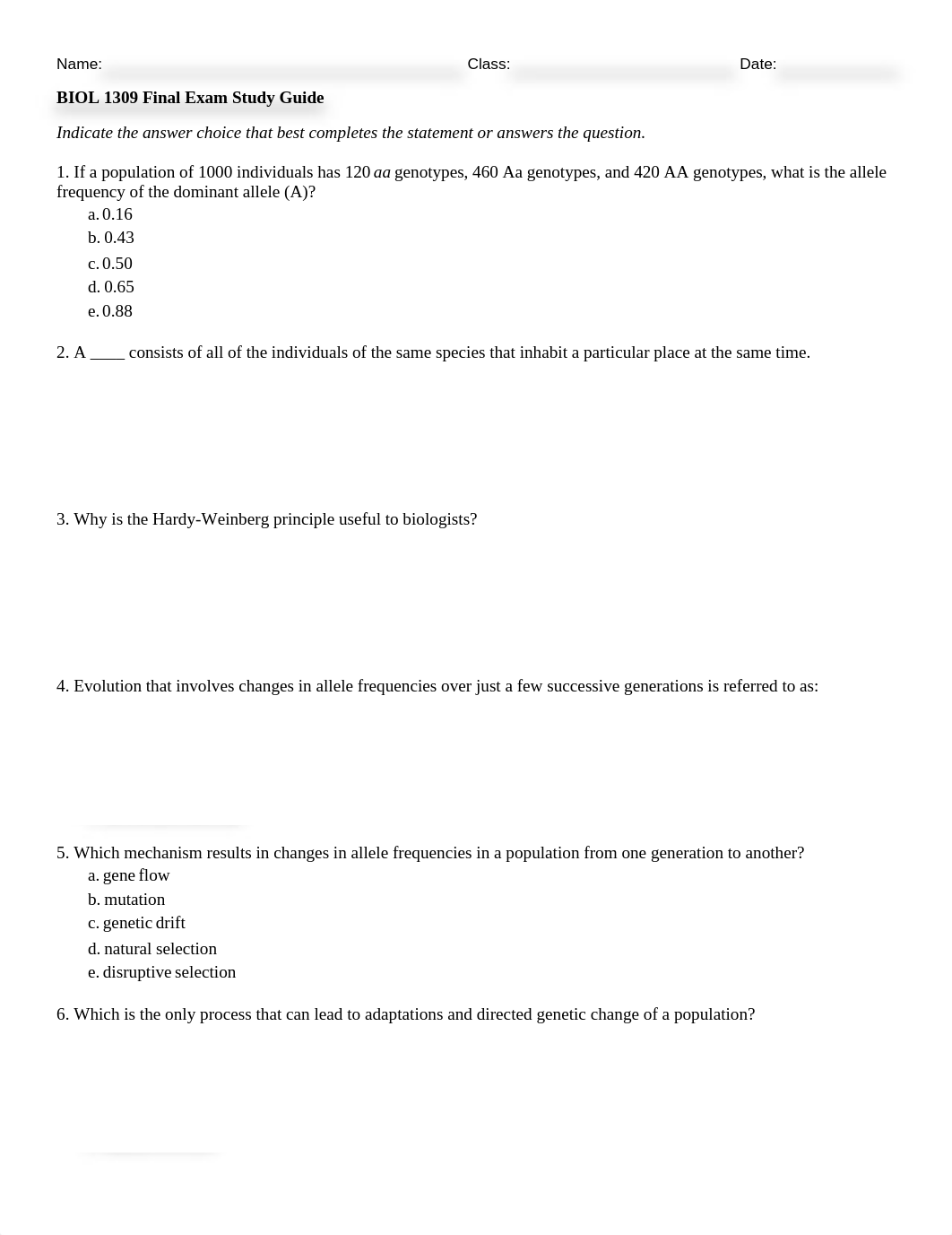 BIOL 1309 Final Exam Study Guide.pdf_dj9q0dyiv35_page1