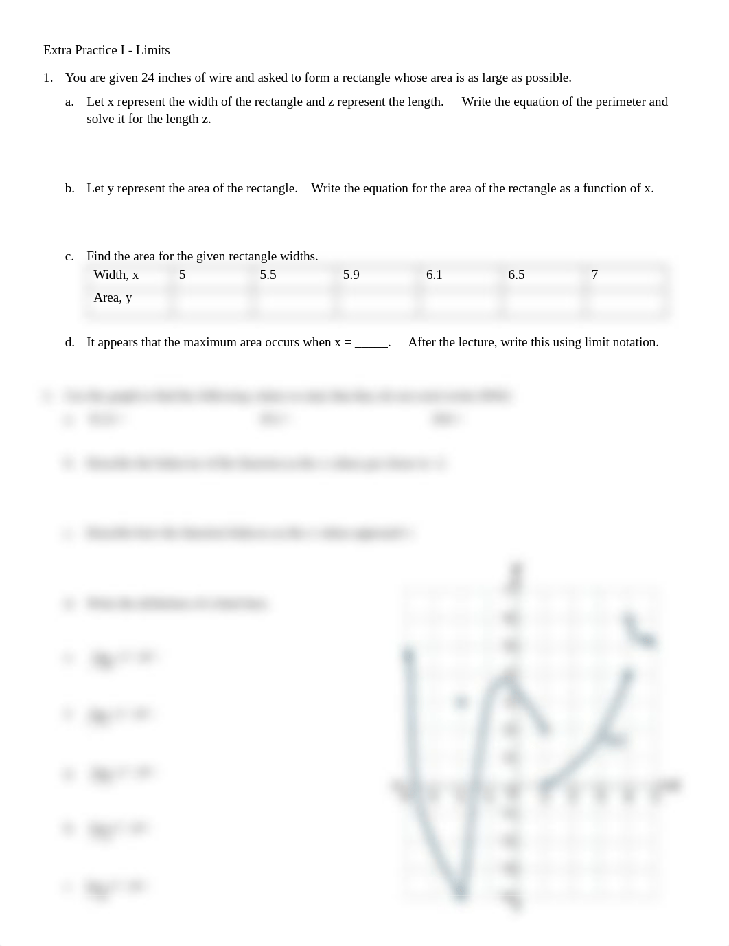 Extra Practice I - Limits_Math 263.pdf_djac1n7vfwi_page1