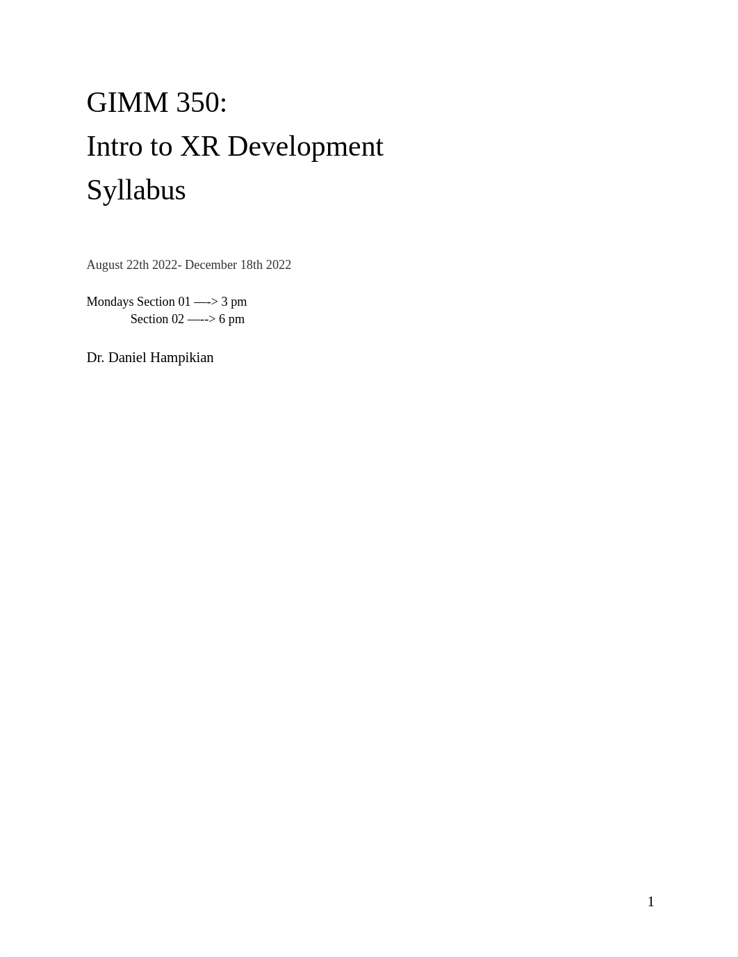 Intro to XR Development Syllabus Fall 2022.pdf_djakd3hvrps_page1