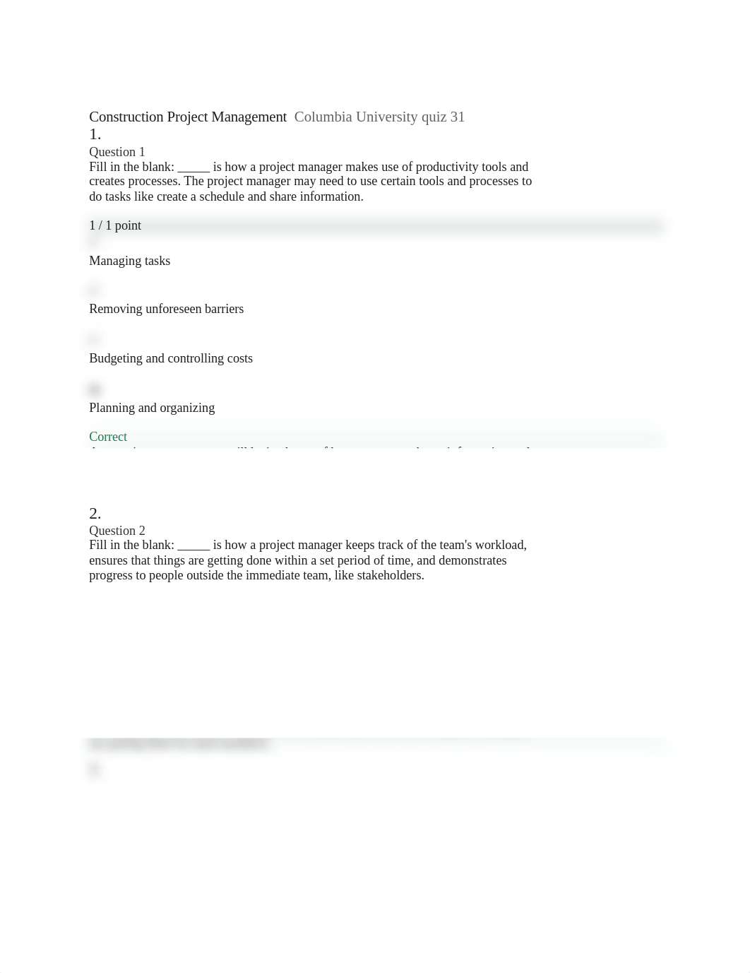 Construction Project Management Columbia University quiz 31.docx_djaur5xwnar_page1