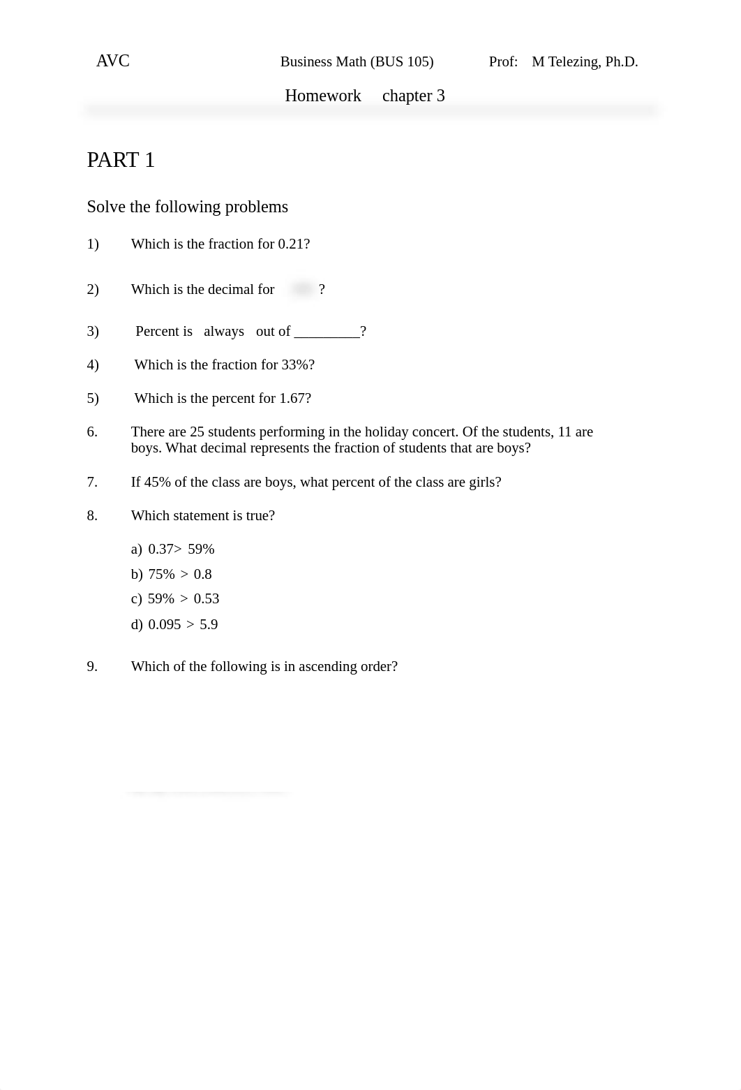 BUS 105 Week 3 Homework Chapter 3 (C3H).pdf_djb0hndz0a1_page1