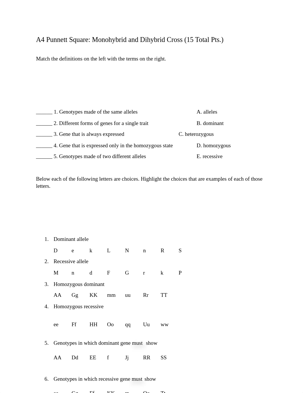 A4 Punnett Square Monohybrid and Dihybrid Cross.docx_djbigctysxr_page1