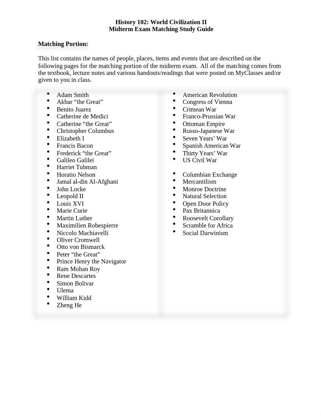 102 F17 Midterm Matching Study Guide.doc_djbp9cnxbtk_page1