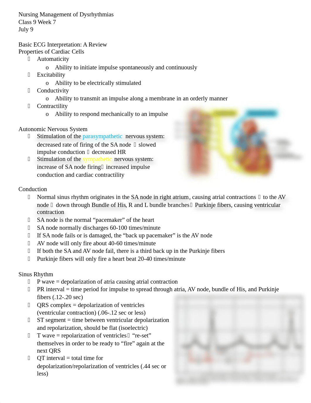 MedSurg II - Nursing Management of Dysrhythmias; Class 9 Week 7.docx_djbqehwkan0_page1