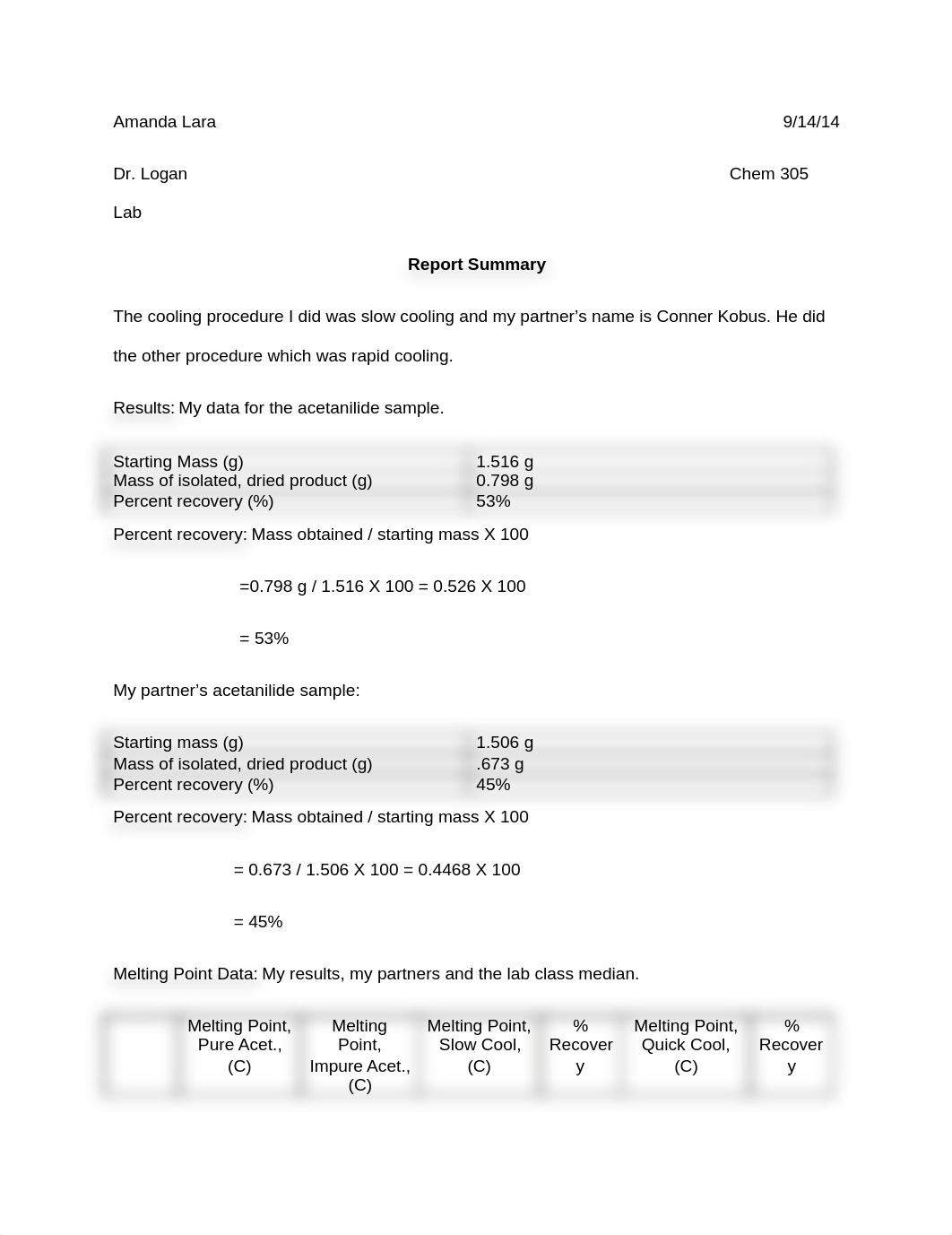 Lab 1: Purification of Acetanilide by Recrystallization. Report Summary_djc22wp7u1c_page1