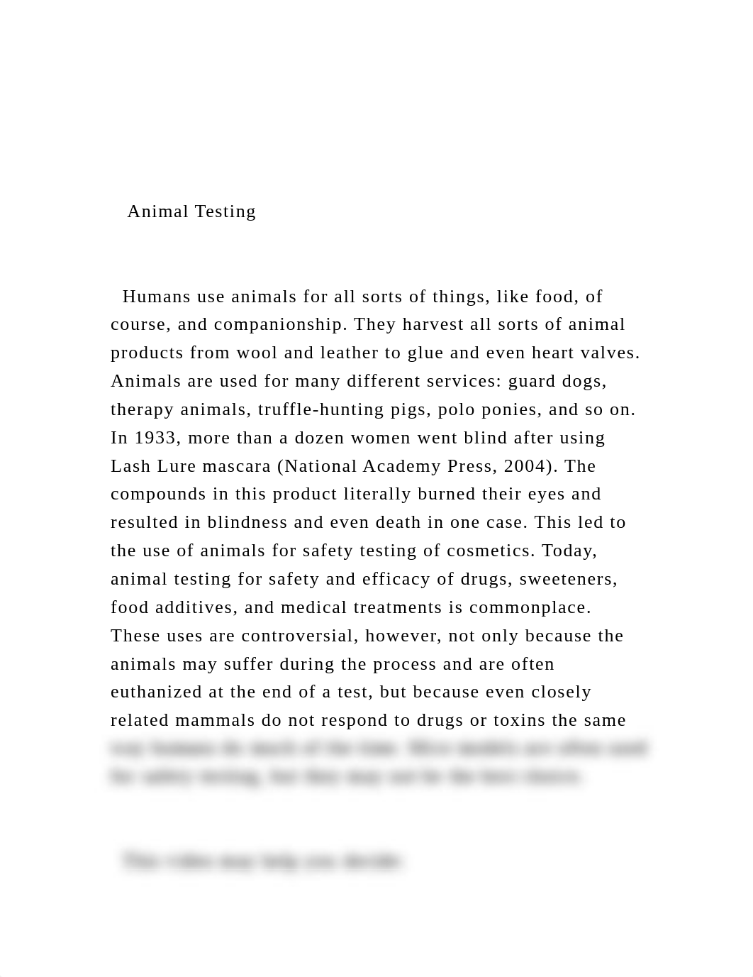 Animal Testing    Humans use animals for all sorts of th.docx_djdbrmjione_page2