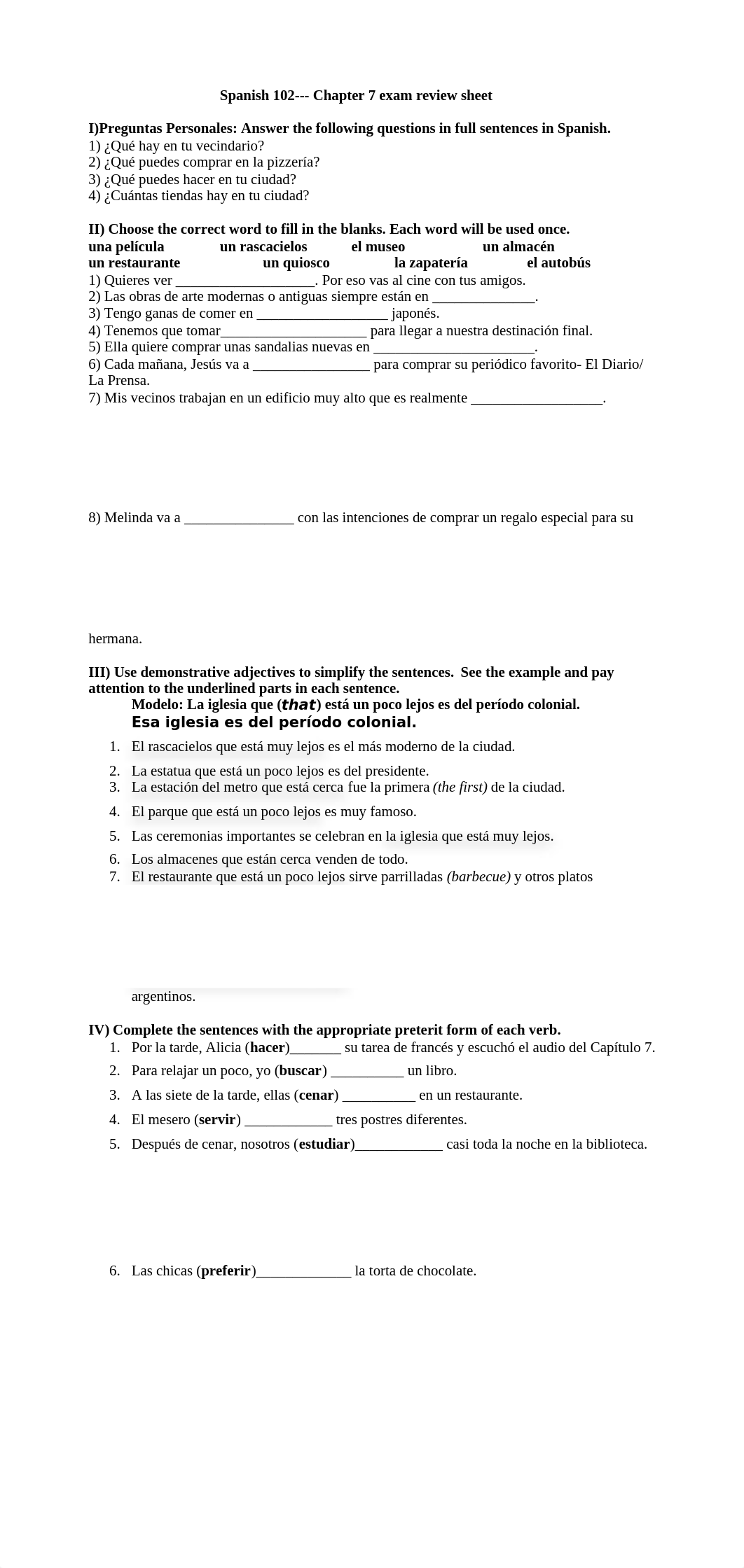 Spanish 102 chap 7 review sheet_answers.docx_djduyaz0fdq_page1