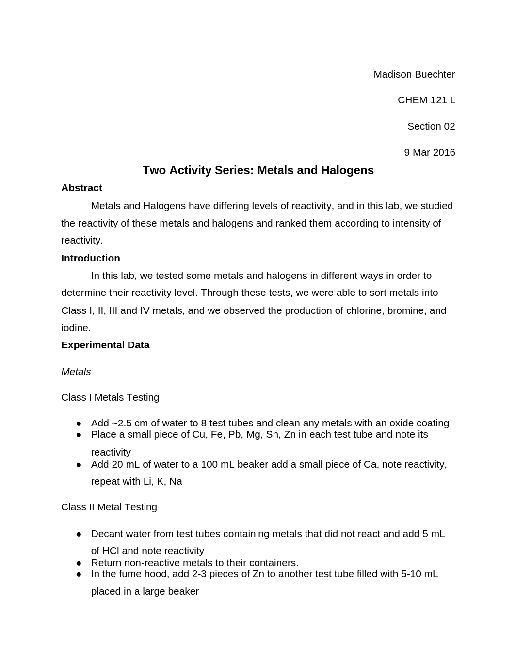 Lab 07 Two Activity Series: Metals and Halogens_djdwws7cvhf_page1