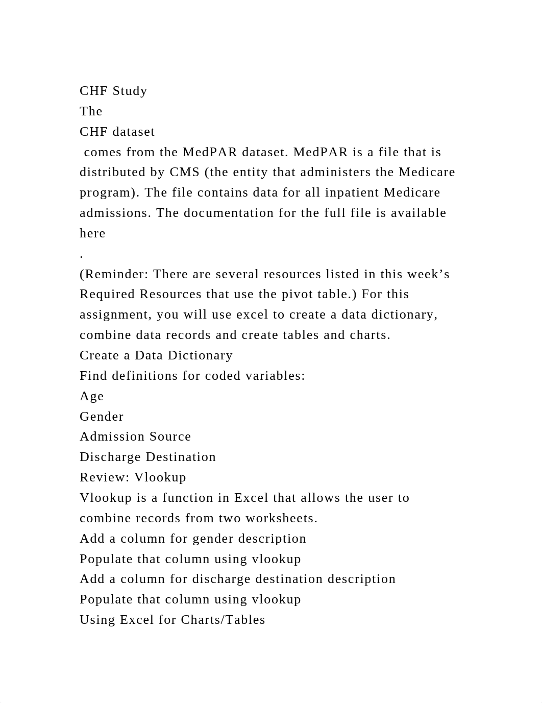 CHF StudyThe CHF dataset comes from the MedPAR dataset. MedPAR.docx_dje0khudnsj_page2