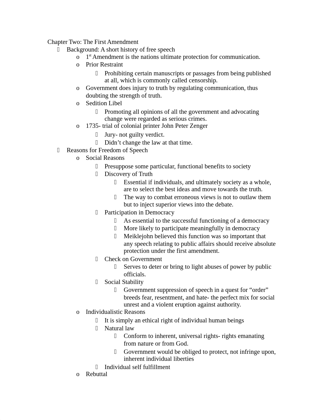 The First Amendment, Chapter 2 Outline_dje83t5t6g9_page1