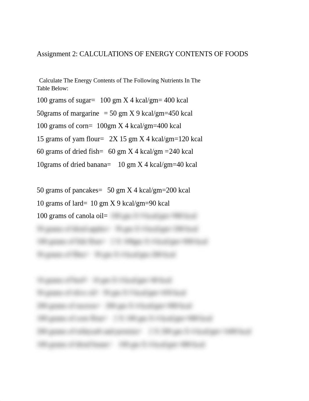 Assignment 2 CALCULATIONS OF ENERGY CONTENTS OF FOODS.docx_djicusekxl4_page1
