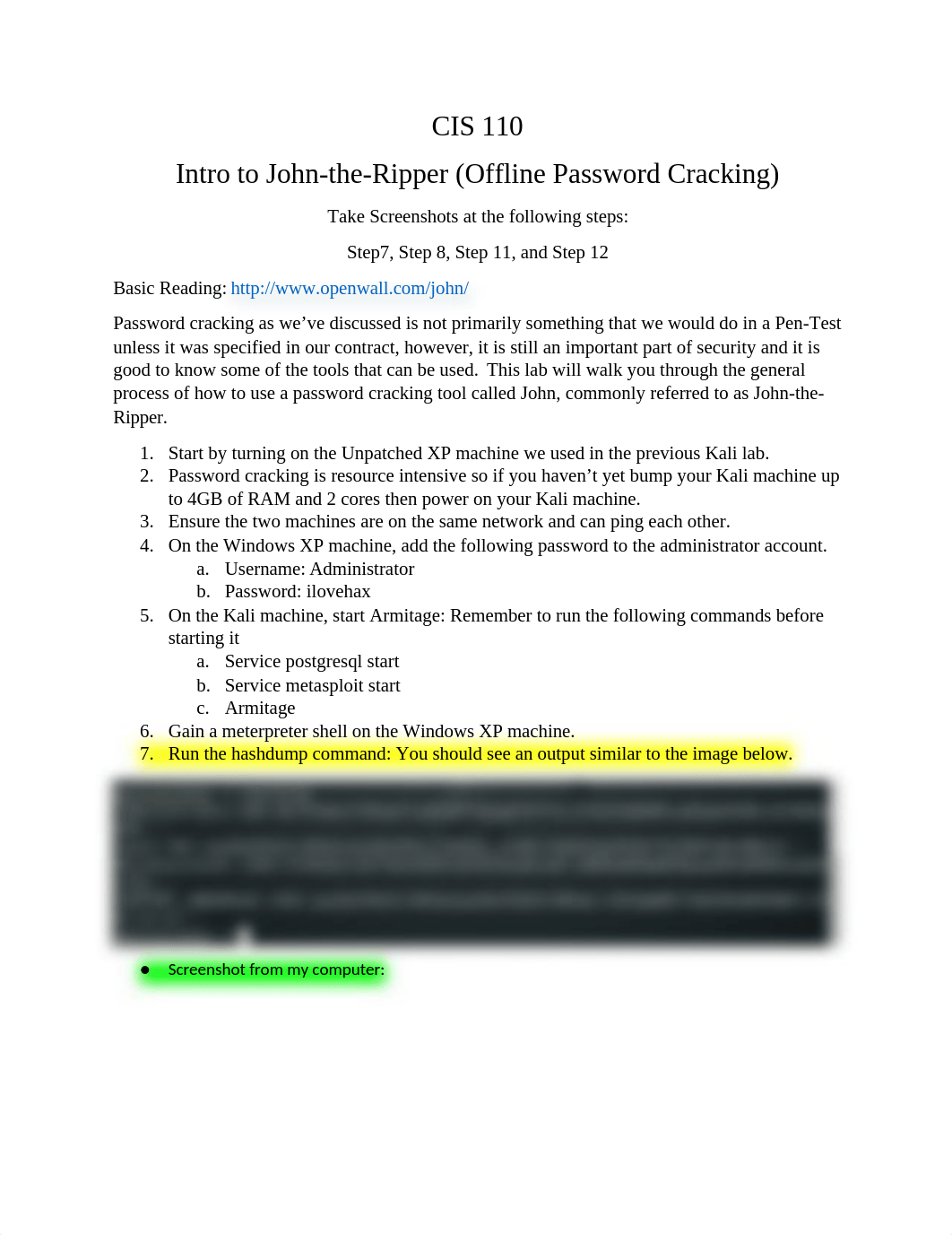 CIS 110 Lab 5 Password Cracking Lab.docx_djikf3x10di_page1