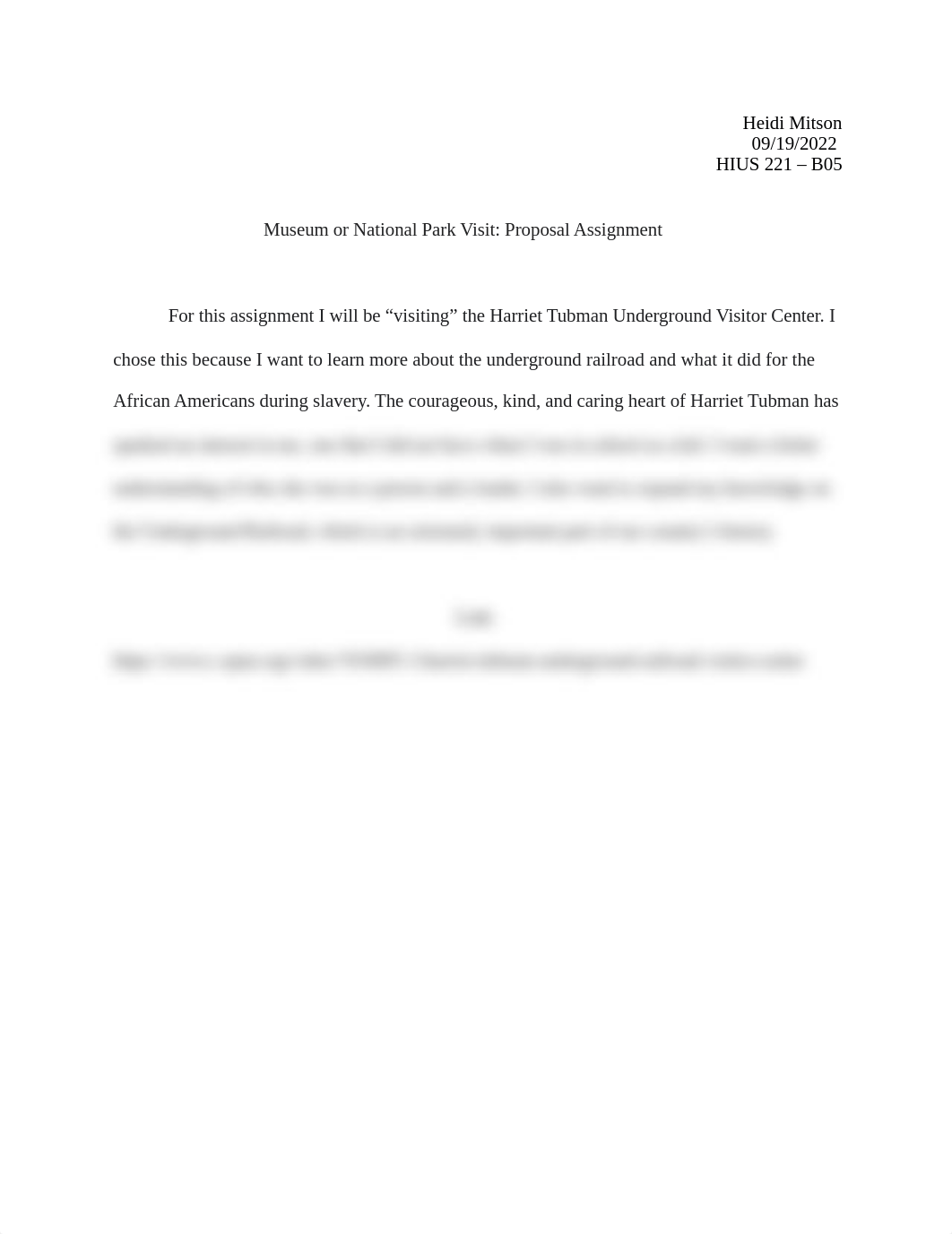 Museum or National Park Visit- Proposal Assignment  .docx_djimv2xxx5d_page1