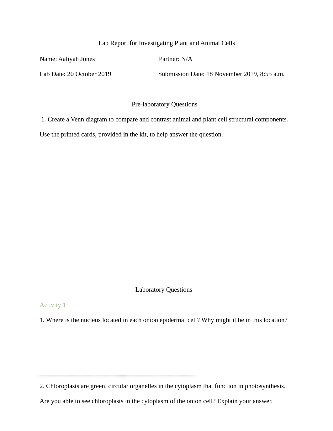 Lab Report for Investigating Plant and Animal Cells.docx_djis3eed81x_page1