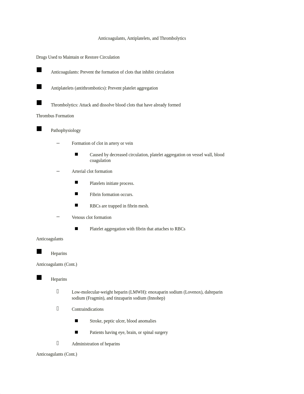 Anticoagulants, Antiplatelets and Throbolytics Outline Notes.rtf_djje74bhczy_page1