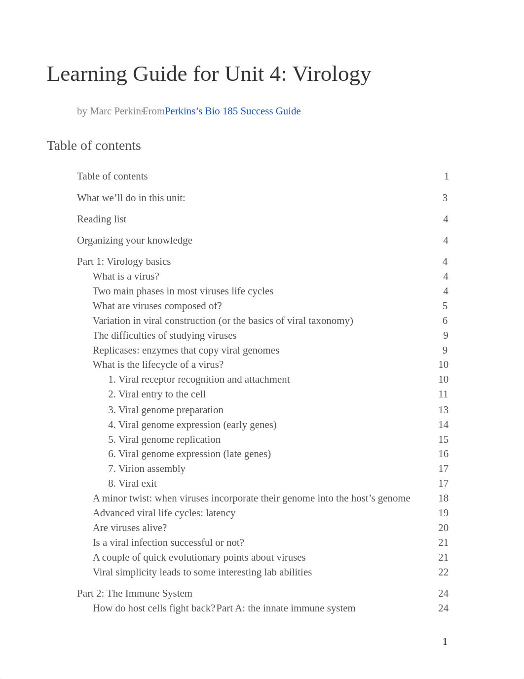 Perkins Bio 185 success guide - 4 - Virology.pdf_djjolljul7i_page1