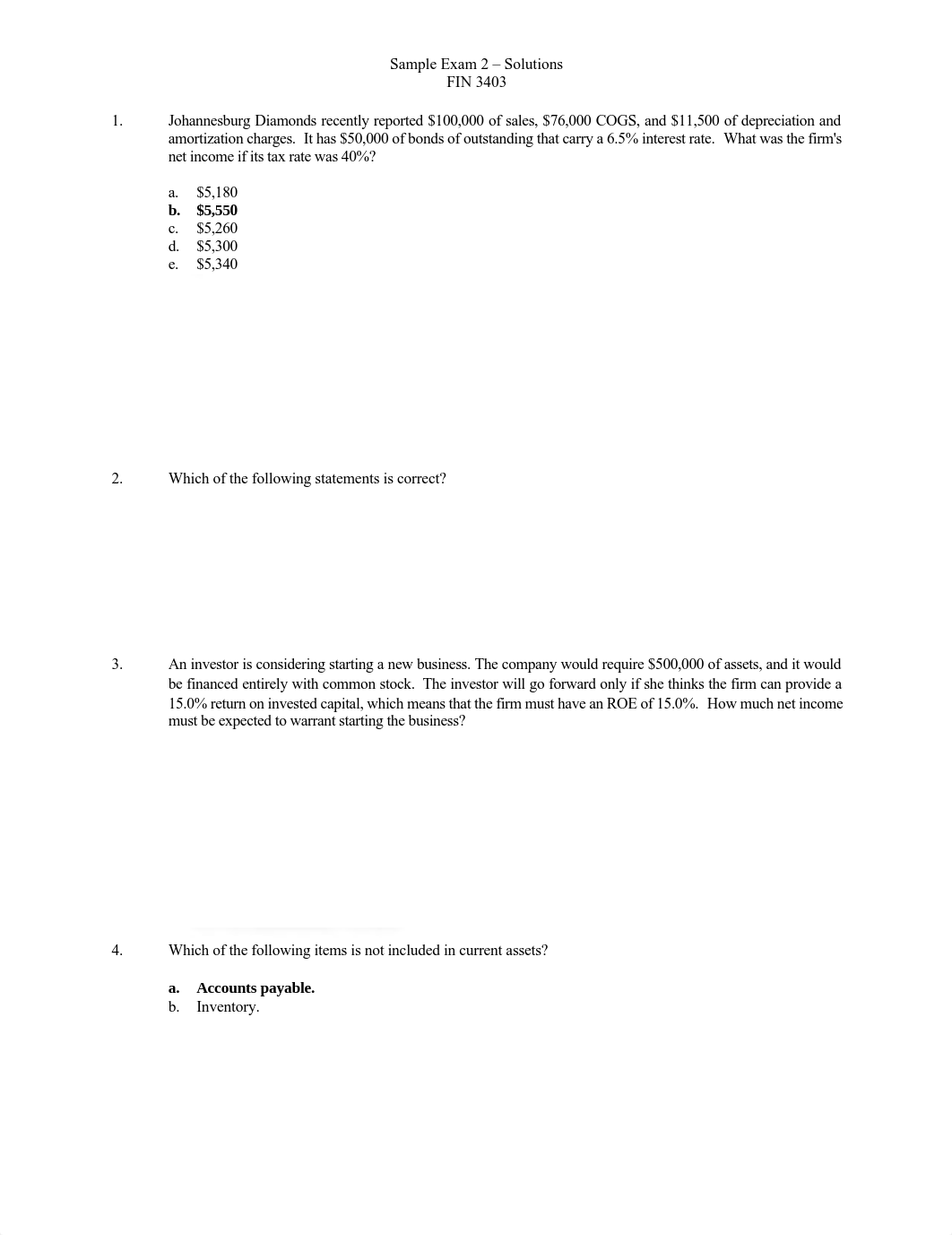 FIN3403 Sample Exam 2 - Solutions_djjv73s4wvo_page1