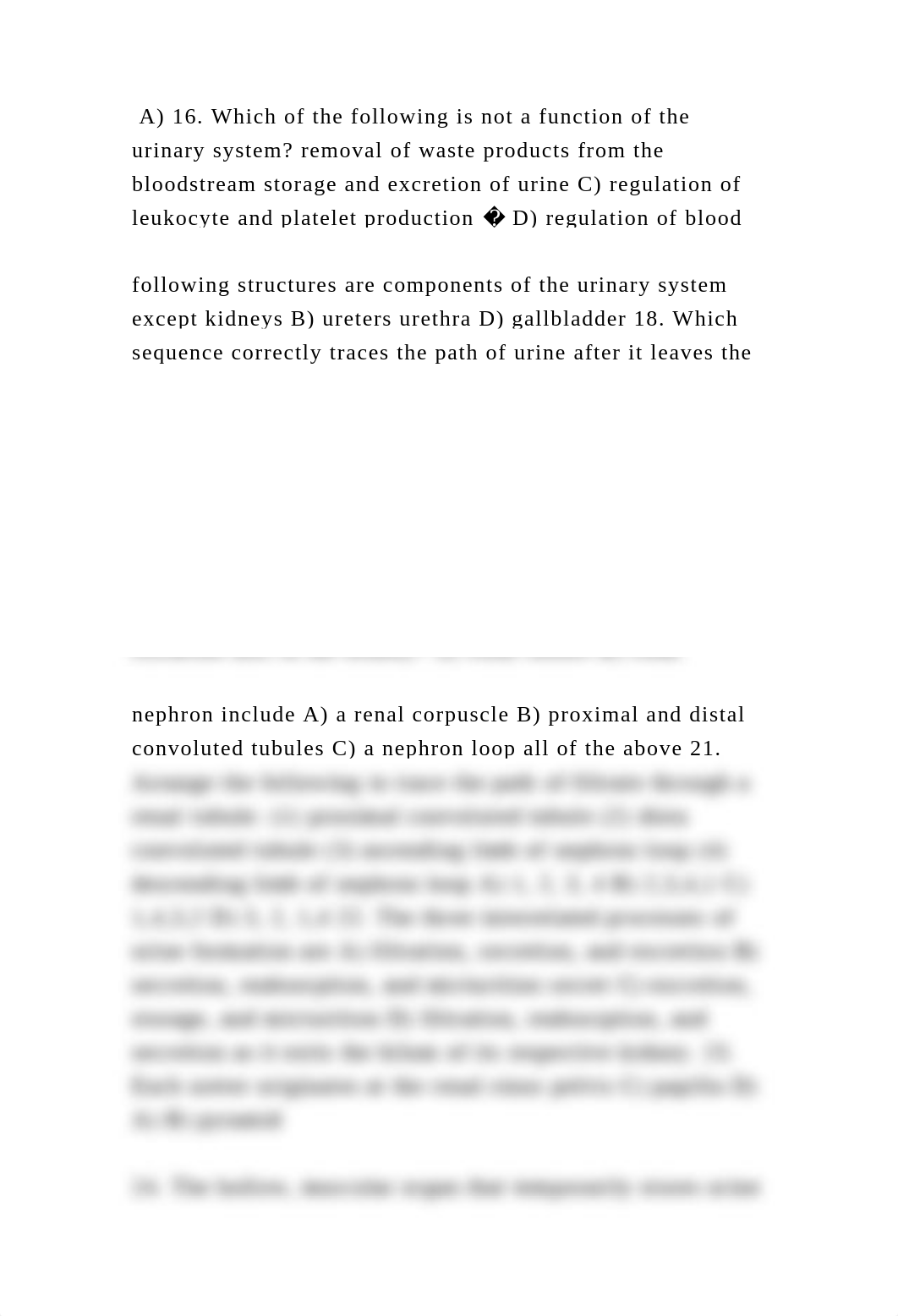 A) 16. Which of the following is not a function of the urinary system.docx_djjzdvuilev_page2