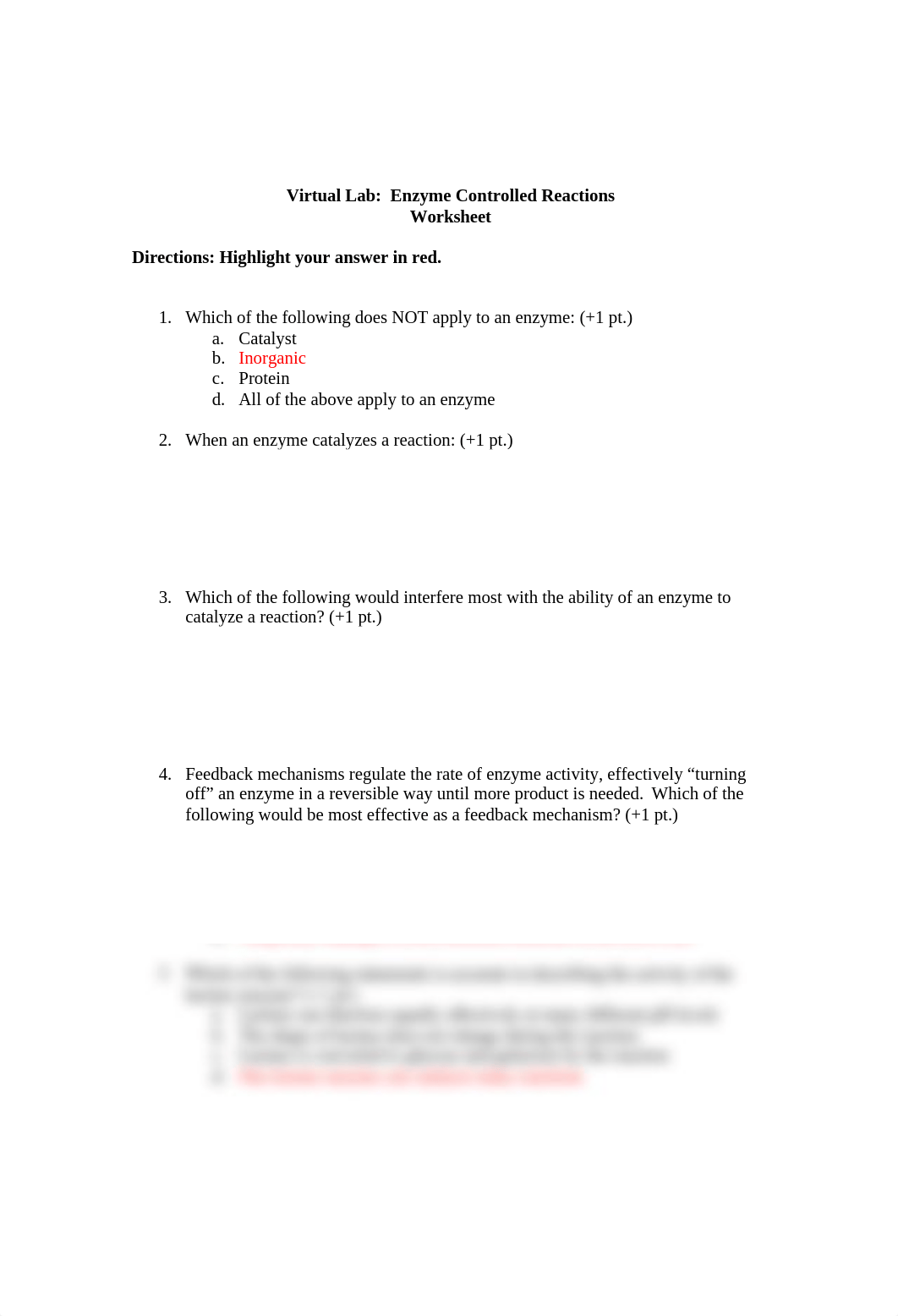 Enzyme Controlled Reactions Worksheet_djk35pynjok_page1